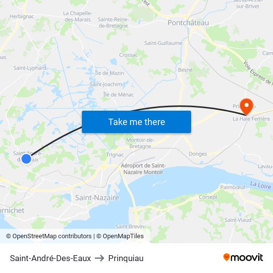 Saint-André-Des-Eaux to Prinquiau map
