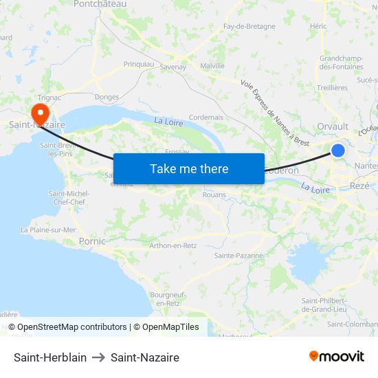 Saint-Herblain to Saint-Nazaire map