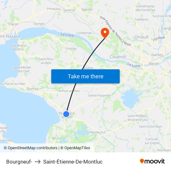 Bourgneuf- to Saint-Étienne-De-Montluc map