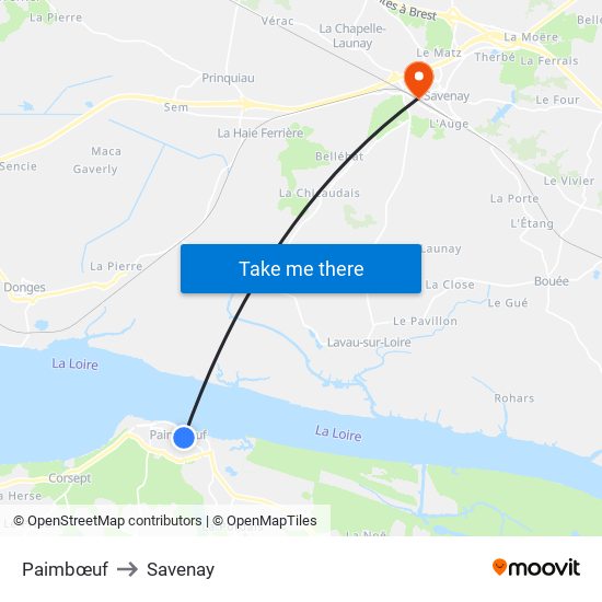 Paimbœuf to Savenay map