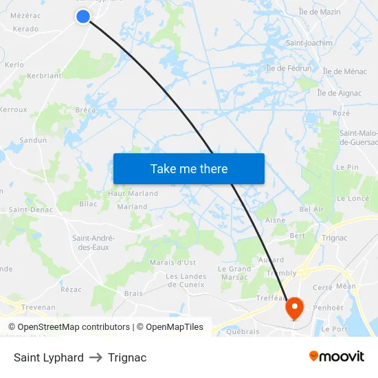 Saint Lyphard to Trignac map