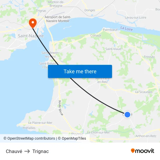 Chauvé to Trignac map