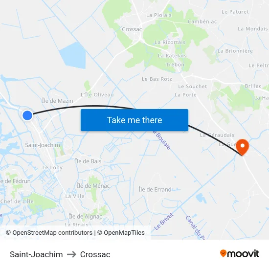 Saint-Joachim to Crossac map
