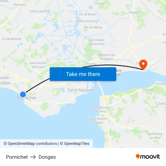 Pornichet to Donges map
