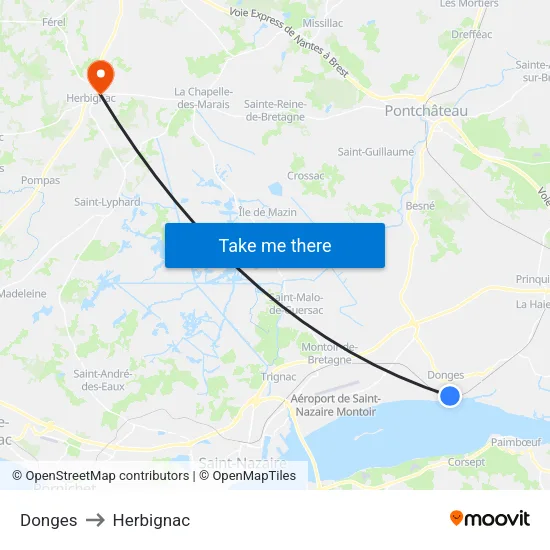 Donges to Herbignac map
