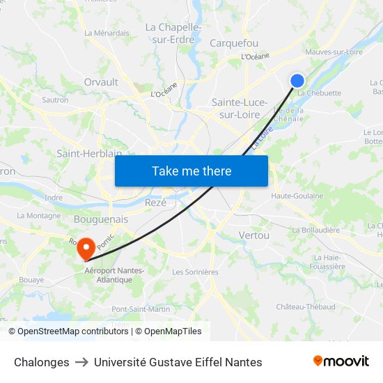 Chalonges to Université Gustave Eiffel Nantes map