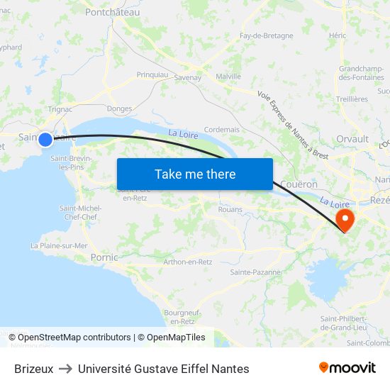 Brizeux to Université Gustave Eiffel Nantes map