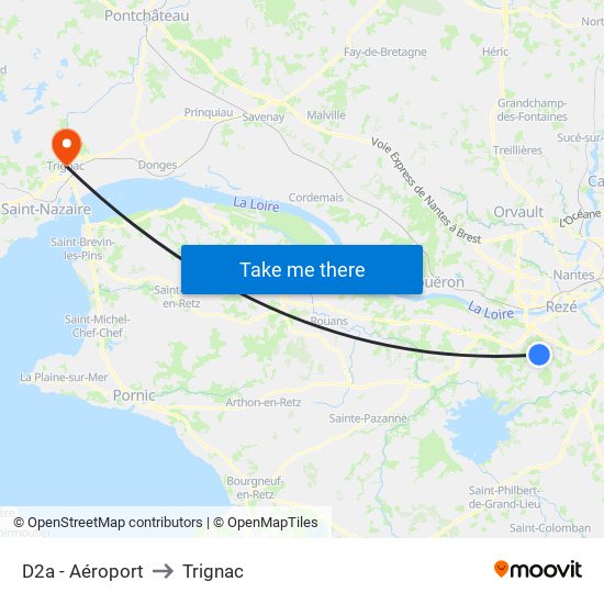 D2a - Aéroport to Trignac map