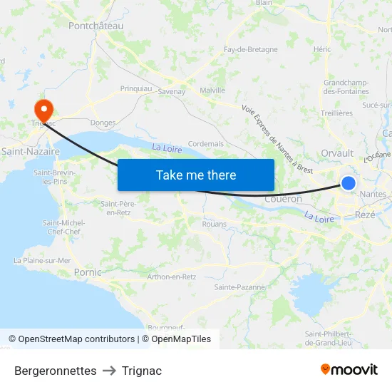 Bergeronnettes to Trignac map
