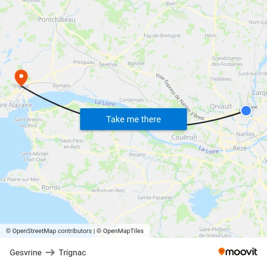 Gesvrine to Trignac map