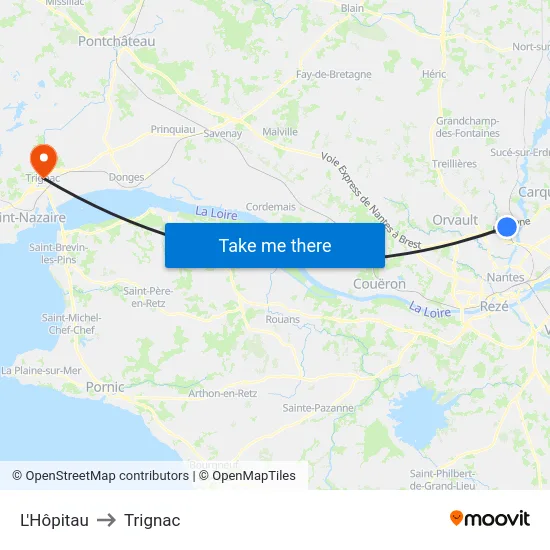 L'Hôpitau to Trignac map
