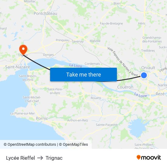 Lycée Rieffel to Trignac map