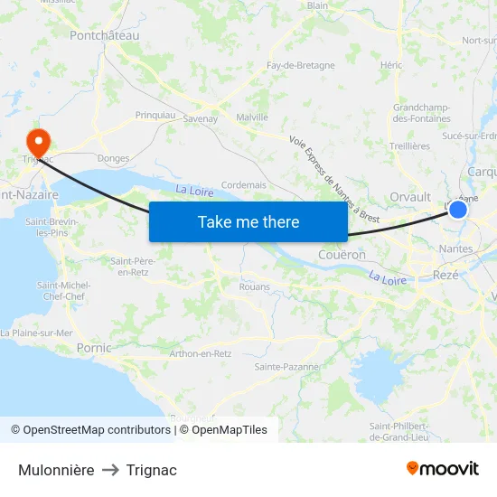 Mulonnière to Trignac map