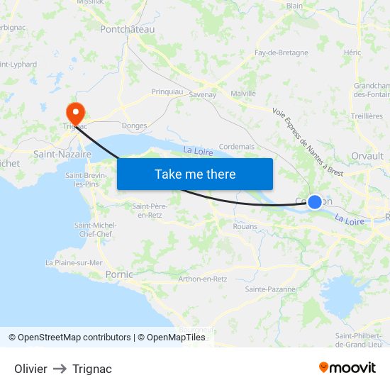Olivier to Trignac map