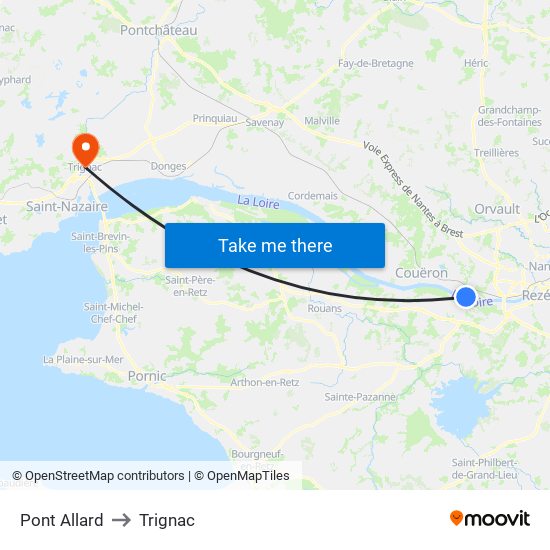 Pont Allard to Trignac map