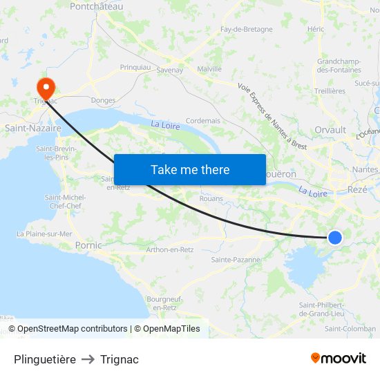 Plinguetière to Trignac map