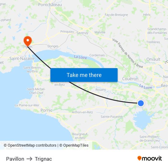 Pavillon to Trignac map