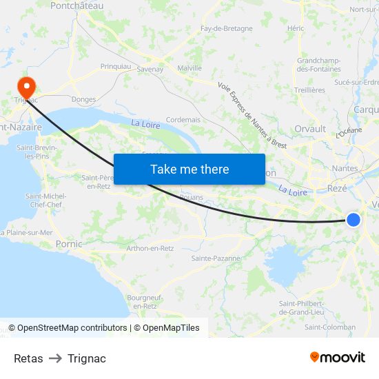 Retas to Trignac map