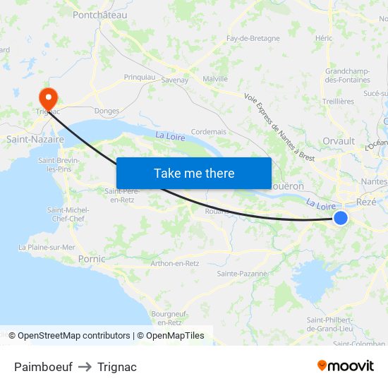 Paimboeuf to Trignac map