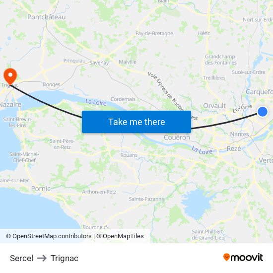 Sercel to Trignac map