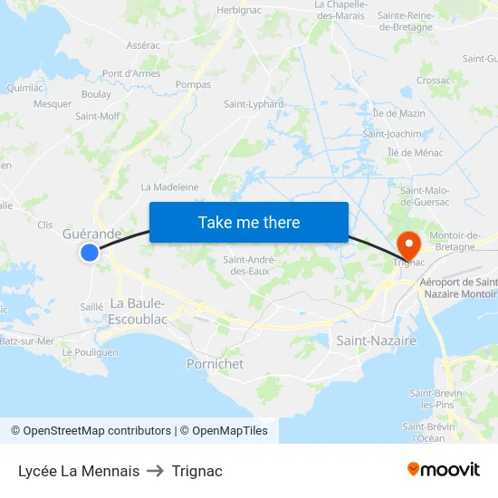 Lycée La Mennais to Trignac map