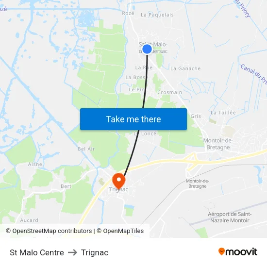St Malo Centre to Trignac map