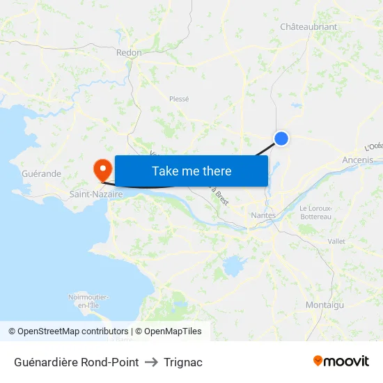 Guénardière Rond-Point to Trignac map