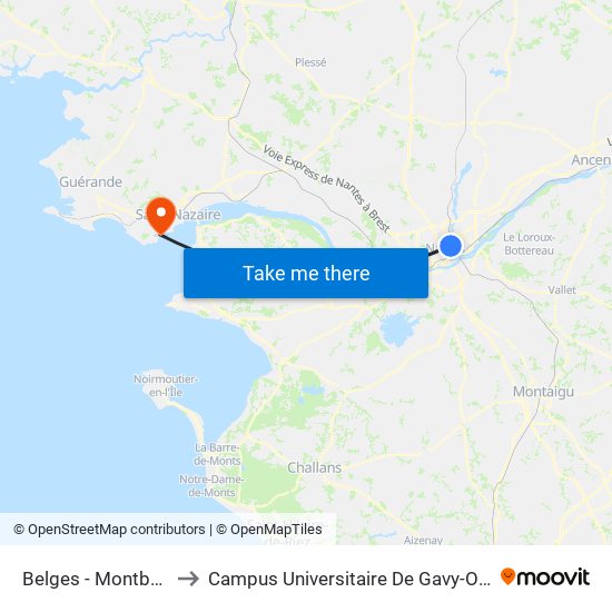 Belges - Montbazon to Campus Universitaire De Gavy-Oceanis map