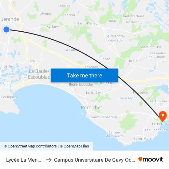 Lycée La Mennais to Campus Universitaire De Gavy-Oceanis map