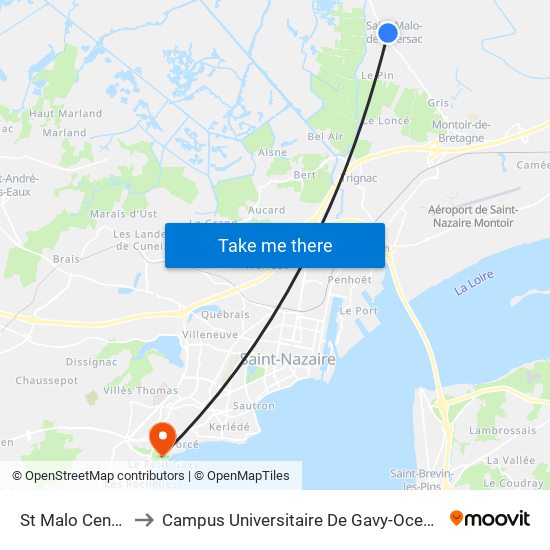 St Malo Centre to Campus Universitaire De Gavy-Oceanis map