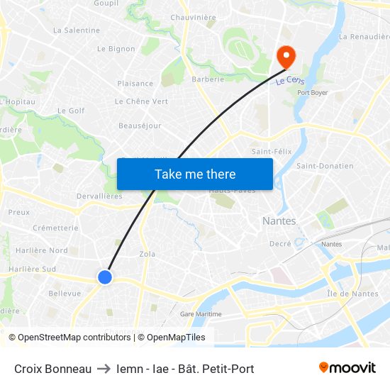 Croix Bonneau to Iemn - Iae - Bât. Petit-Port map