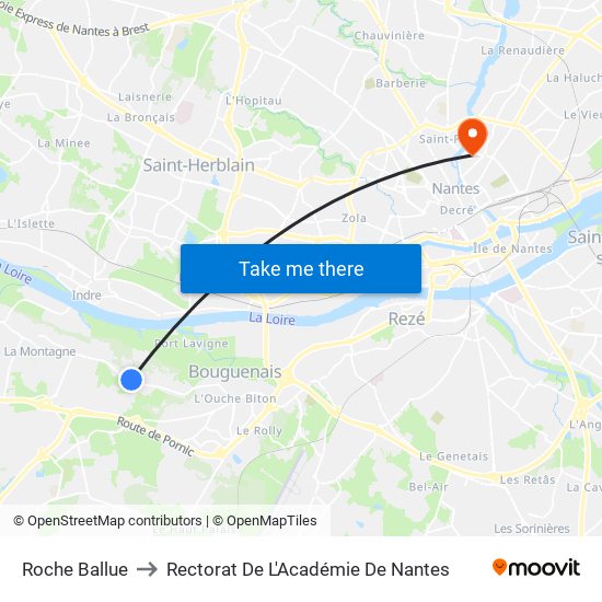 Roche Ballue to Rectorat De L'Académie De Nantes map