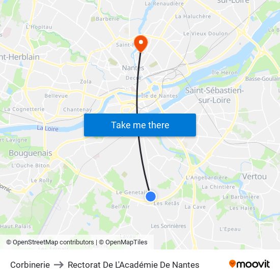 Corbinerie to Rectorat De L'Académie De Nantes map