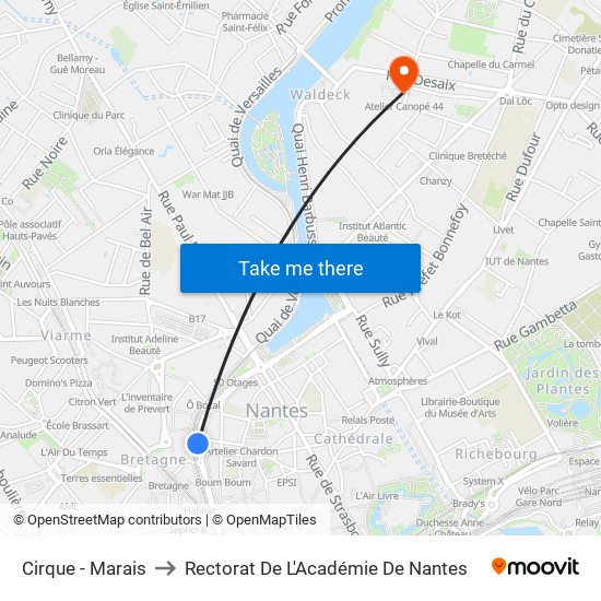 Cirque - Marais to Rectorat De L'Académie De Nantes map