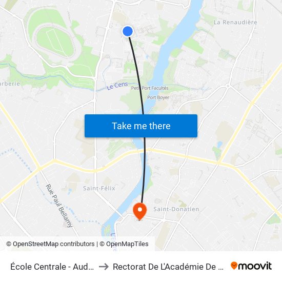 École Centrale - Audencia to Rectorat De L'Académie De Nantes map