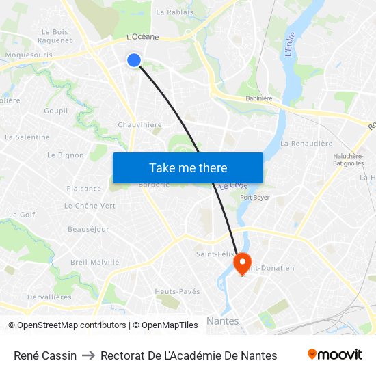 René Cassin to Rectorat De L'Académie De Nantes map
