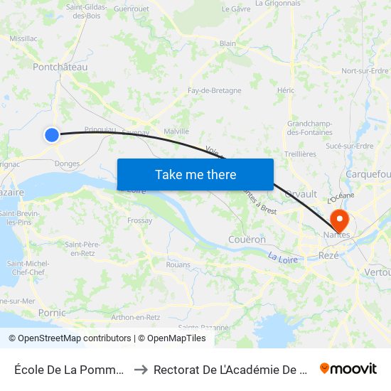 École De La Pommeraye to Rectorat De L'Académie De Nantes map