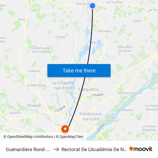 Guénardière Rond-Point to Rectorat De L'Académie De Nantes map