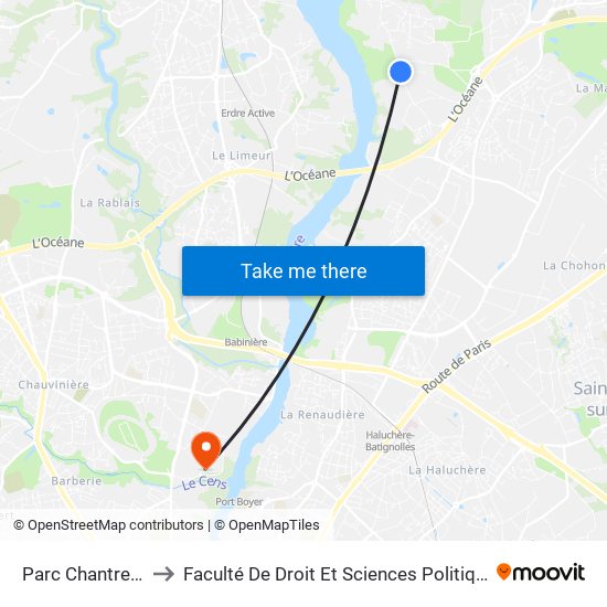 Parc Chantrerie to Faculté De Droit Et Sciences Politiques map