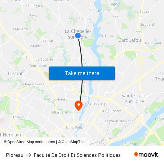 Ploreau to Faculté De Droit Et Sciences Politiques map