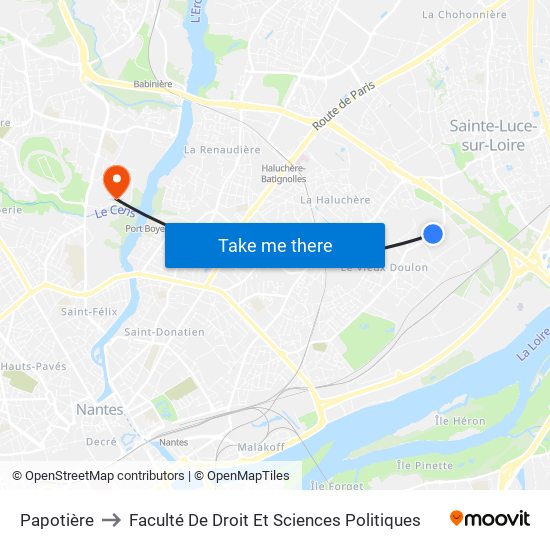 Papotière to Faculté De Droit Et Sciences Politiques map