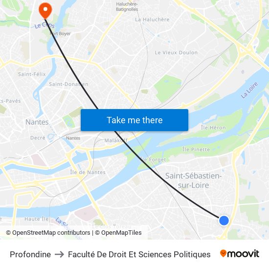 Profondine to Faculté De Droit Et Sciences Politiques map