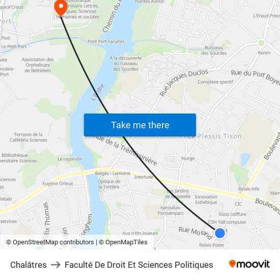 Chalâtres to Faculté De Droit Et Sciences Politiques map