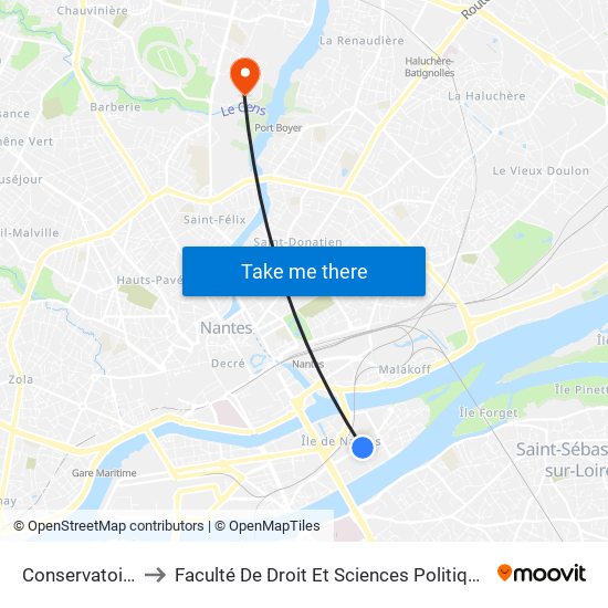 Conservatoire to Faculté De Droit Et Sciences Politiques map