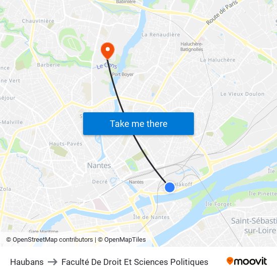 Haubans to Faculté De Droit Et Sciences Politiques map