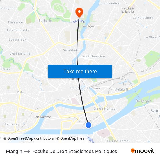 Mangin to Faculté De Droit Et Sciences Politiques map