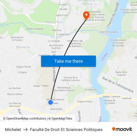 Michelet to Faculté De Droit Et Sciences Politiques map