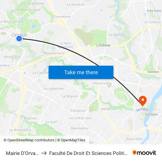 Mairie D'Orvault to Faculté De Droit Et Sciences Politiques map