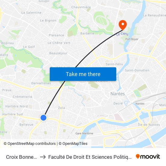 Croix Bonneau to Faculté De Droit Et Sciences Politiques map