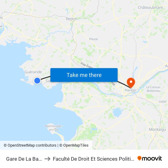 Gare De La Baule to Faculté De Droit Et Sciences Politiques map